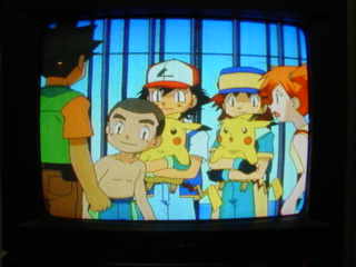 Ash and co with the kid that saved them.